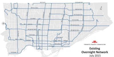 Map of TTC overnight network bus